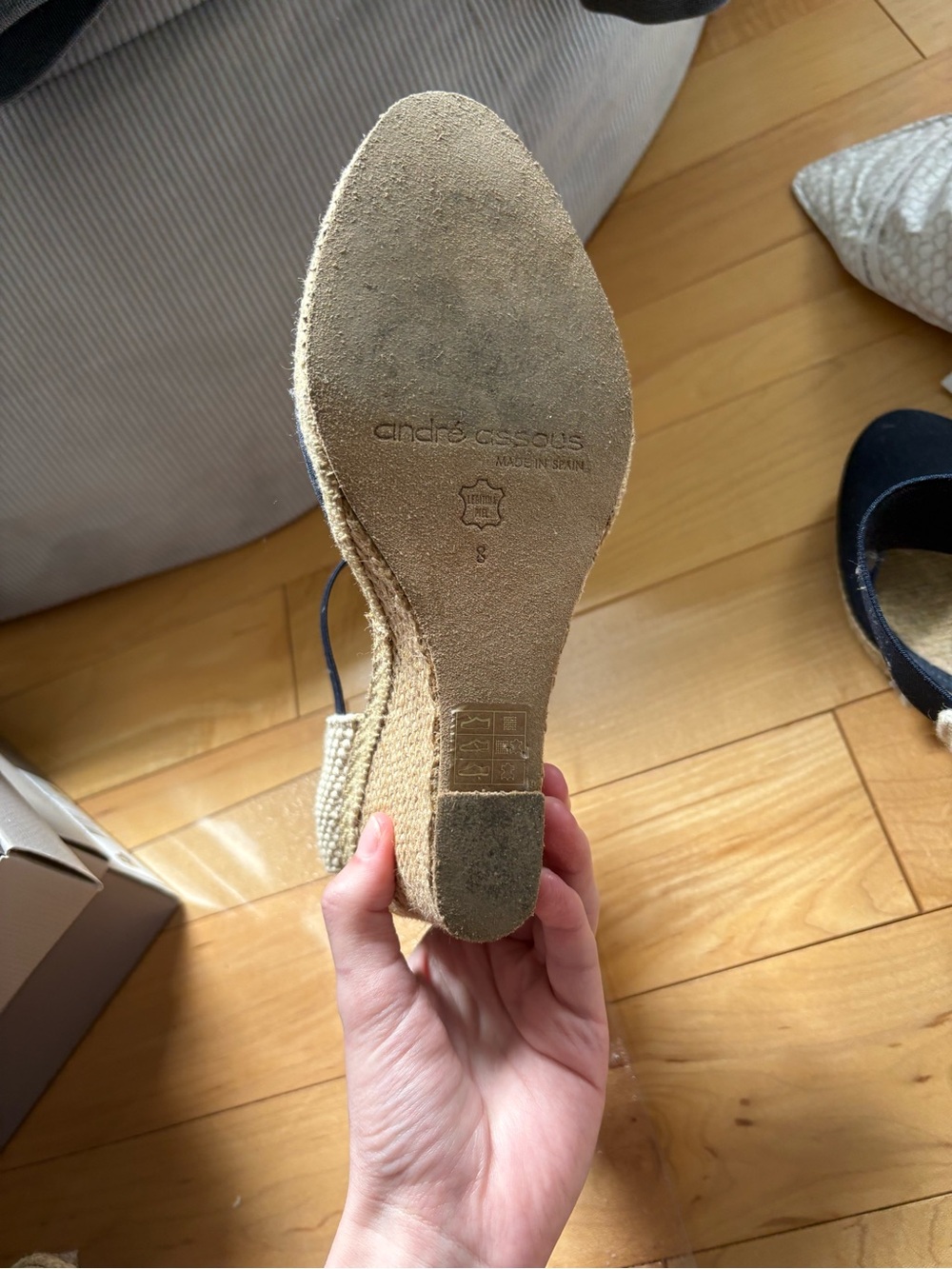 André Assous Anouka Espadrille Wedge Sandal in Navy Women’s Size 8 - Picture 8 of 9